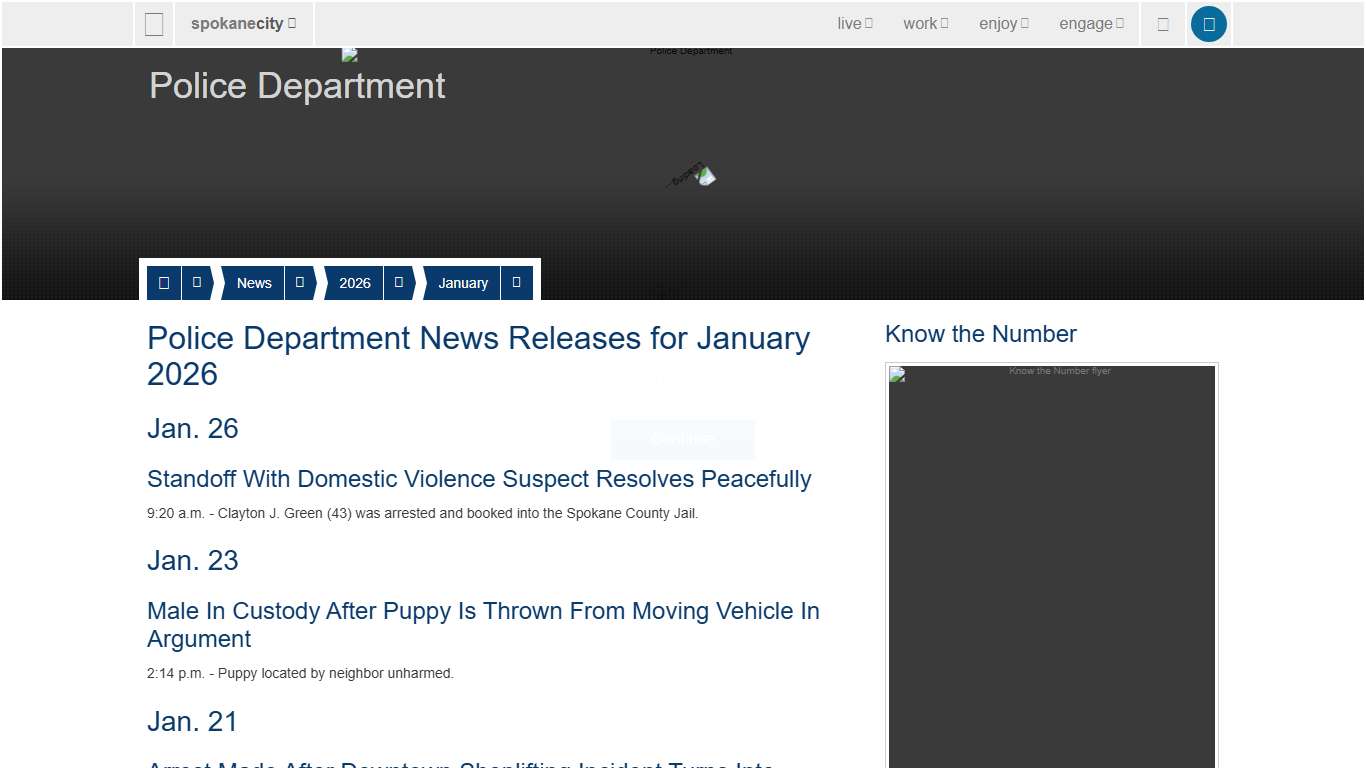 Police Department News Releases for January 2026 - City of Spokane, Washington
