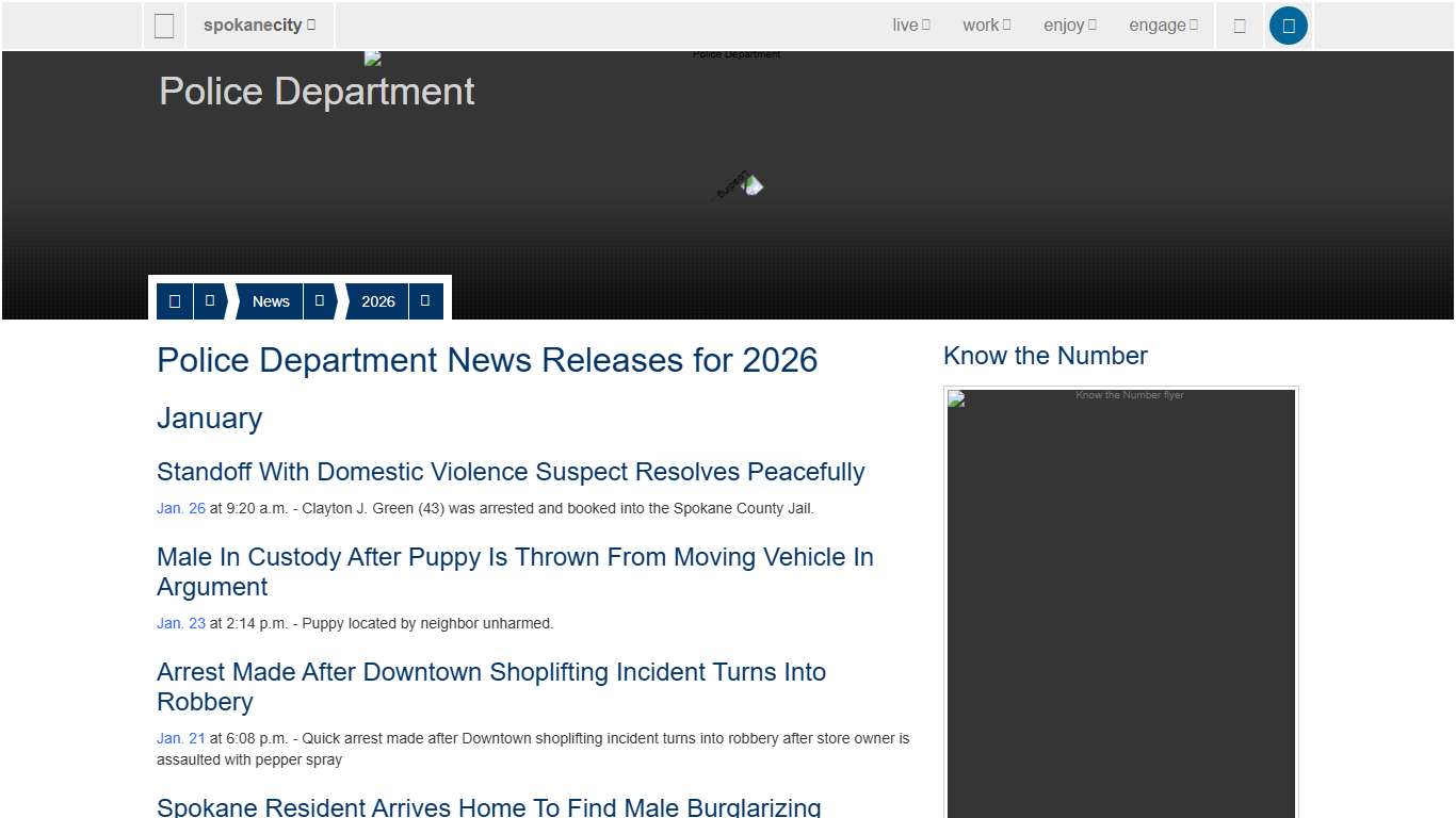 Police Department News Releases for 2026 - City of Spokane, Washington